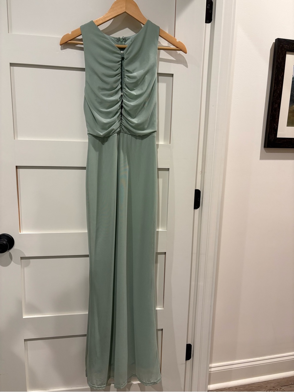 Elegant Sage Green Prom Dress - Ruched Bodice